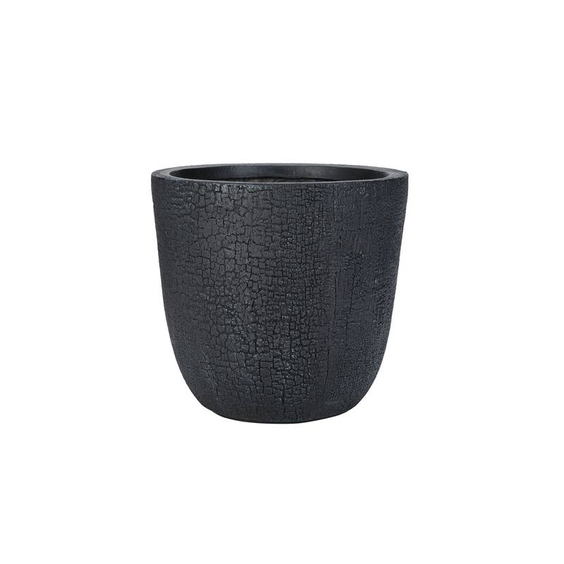 Lightweight Planter Set of 3,16.93"+13.78"+11.02"Dia Round Concrete Stackable Flower Pots with Drainage Holes and Rubber Plug