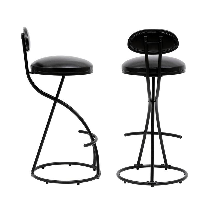 Bar Stools Upholstered Counter Height Barstools for Kitchen Island Set of 2 Modern PU Leather Dining Chairs with Footrest