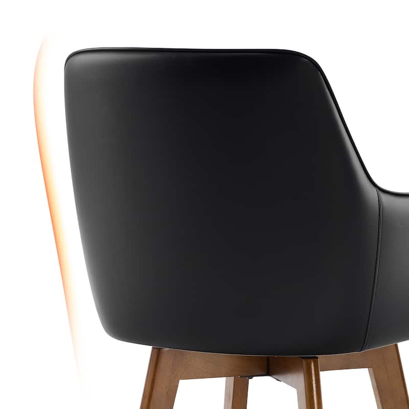 25 Inch Upholstered Swivel Counter Height Bar Stool with Armrests, Solid Wood Legs - 23.6"W x 22.4"D x 40.2"H