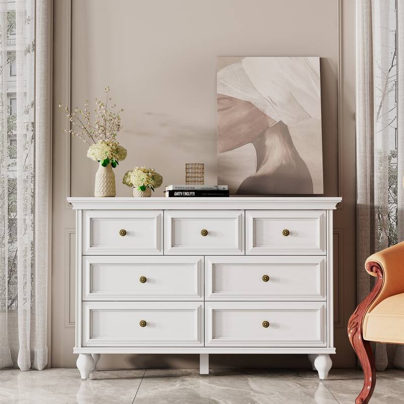 Elam French Country 7 Drawer Dresser Closet Storage Tower Organizer Unit for Bedroom - White - 7-drawer