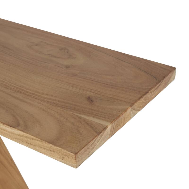 Wood Geometric Console Table with Rectangular Patterned Legs - Brown - Roche River Decor - 12"W x 48"L x 32"H