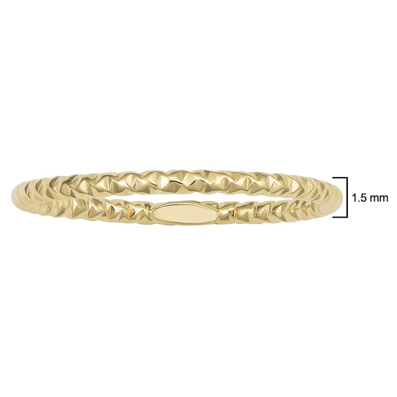 14k Yellow White or Rose Gold 1.5 millimeter Diamond-cut Stackable Ring