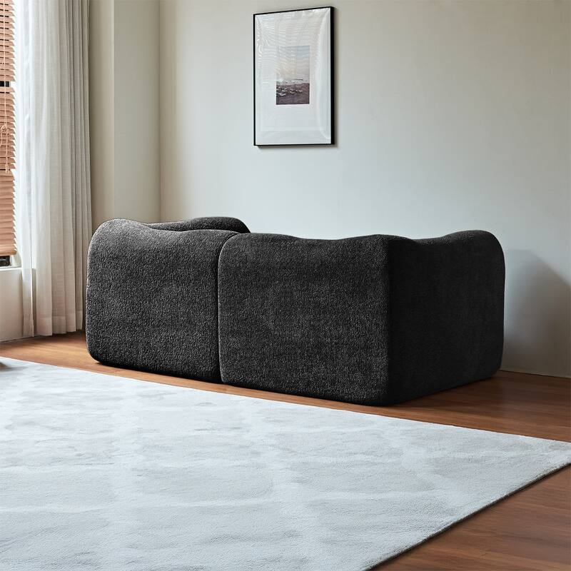 Minimalist Accent Sofa Loveseat Couch with 2 Throw Pillows, 2-Seater Couch for Living Room Apartments