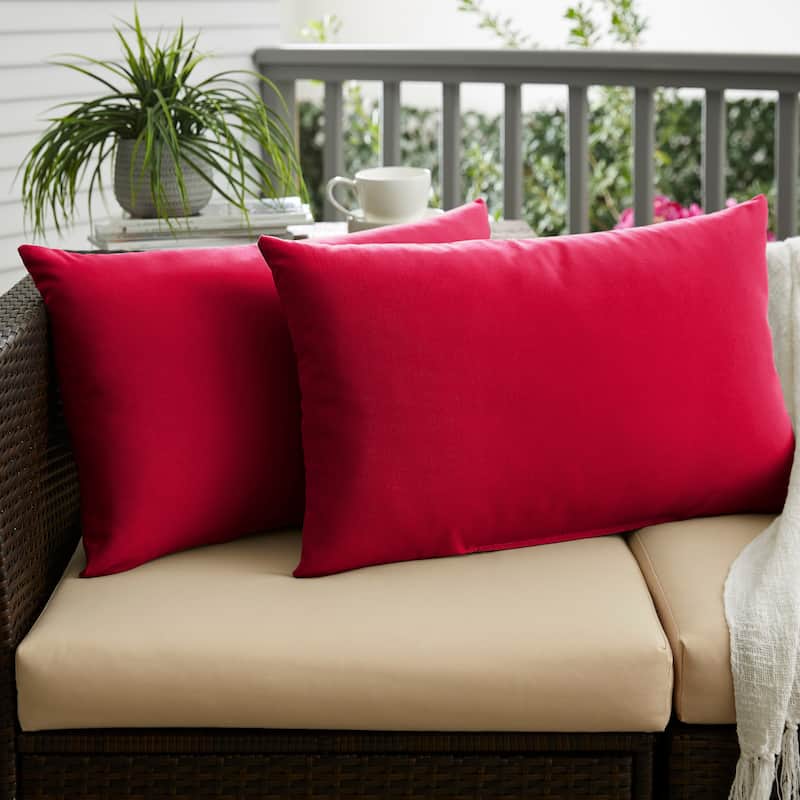 Westby Crimson Indoor/ Outdoor Lumbar Knife Edge Pillow Set - 16 in L x 26 in W