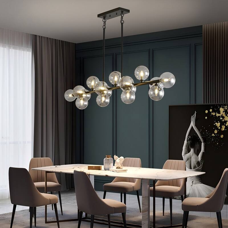 55in Modern Linear Chandeliers Large Pendant Lights Kitchen Island Lighting 16-Light Mid Century Sputnik Chandeliers