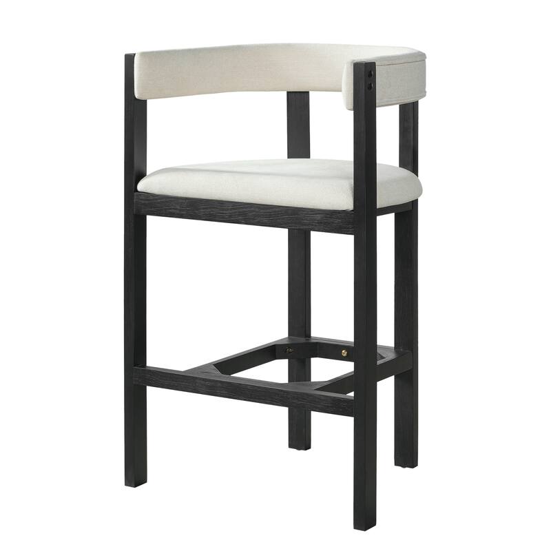 Christopher Knight Home - Julian Modern Upholstered Bar Stool Set with Curved Back and Solid Wood Frame for Dining Spaces