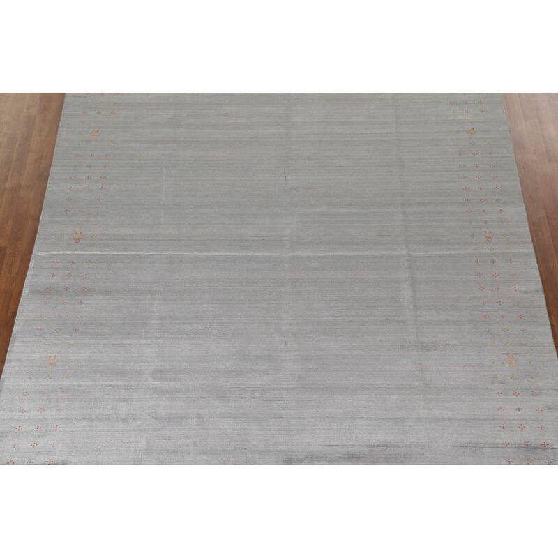 Grey Gabbeh Area Rug Handmade Wool Carpet - 8'11"x 11'9"