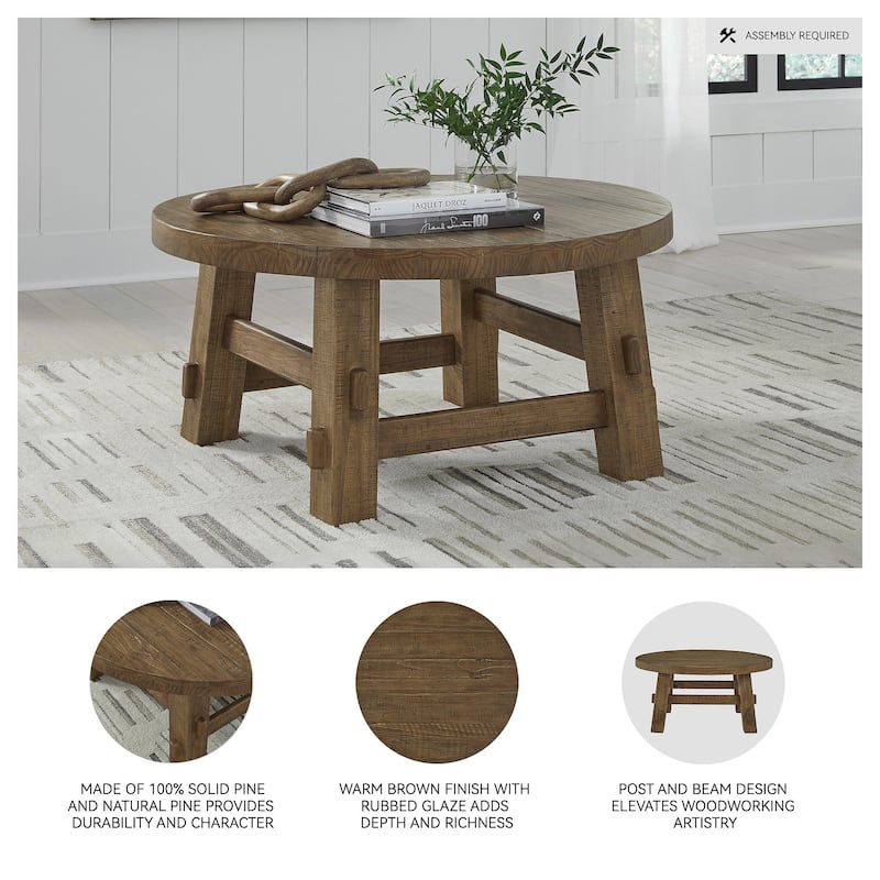 Signature Design by Ashley Mackifeld Brown/Beige Coffee Table - 40.13" W x 40.13" D x 19.13" H