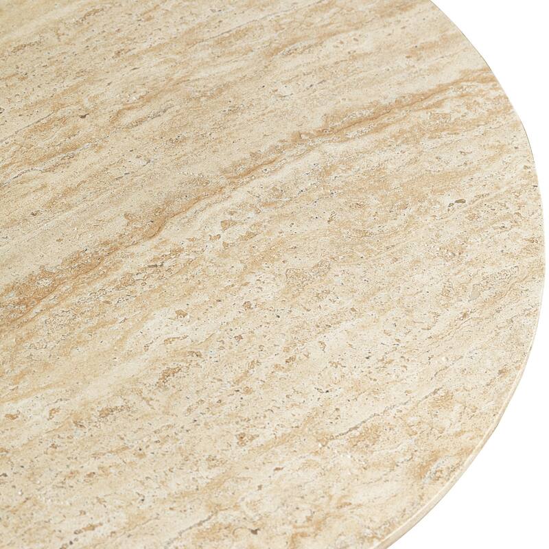 Lunexa Modern Fiberstone Coffee Table with Pedestal Design for Living Rooms, Patios, Decks or Garden