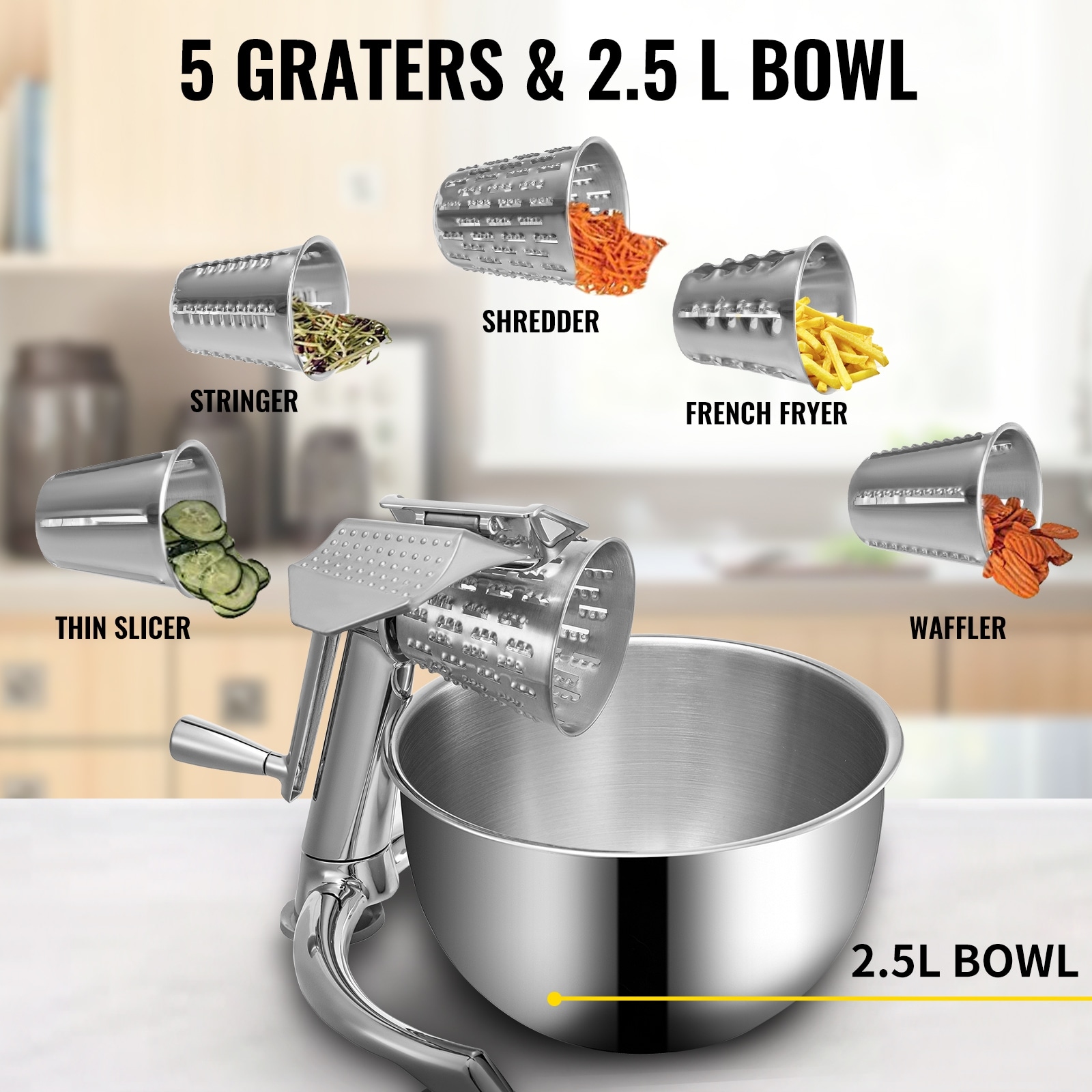 https://ak1.ostkcdn.com/images/products/is/images/direct/6f56f1efd12d7d0981ef6378567e76bca958d50e/VEVOR-Rotary-Cheese-Grater-Zinc-Alloy-Rotary-Vegetable-Mandoline-Manual-Cheese-Mandoline-w--5-Stainless-Steel-Cutting-Cones.jpg