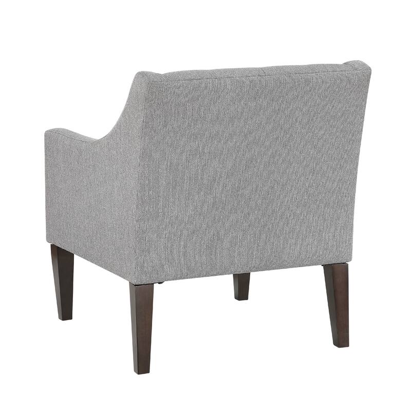 Ginna Accent Armchair, Button Tufted Light Gray Polyester, Brown Legs