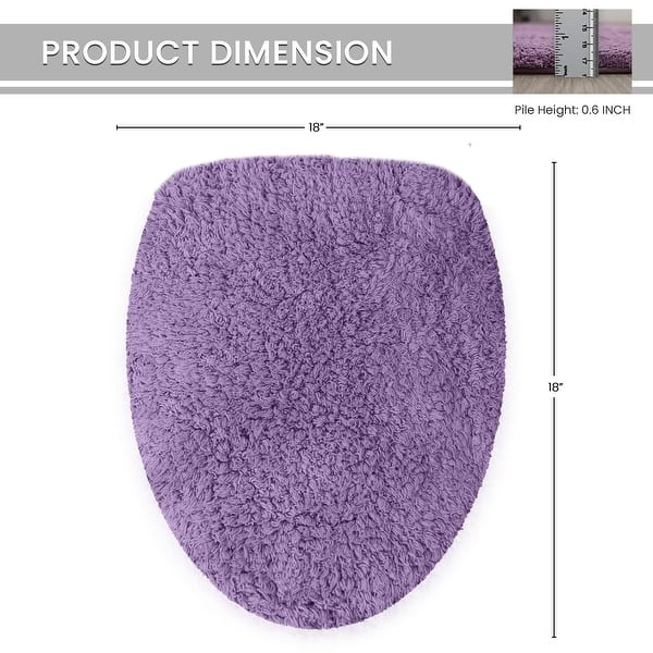 dimension image slide 1 of 17, Home Weavers Waterford Collection Cotton Toilet Lid Rug | Elastic Fit | Fit Most Standard Toilet Lid | 18"x18"