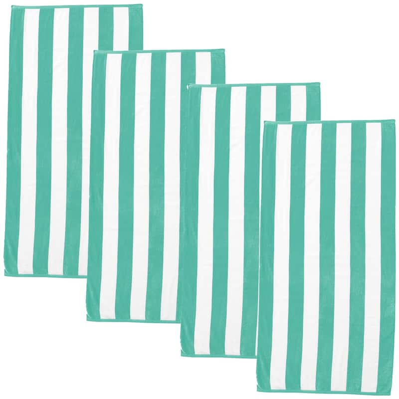 Cotton Cabana Stripe Beach Towel - 4 Pack- 30" x 60" - Teal