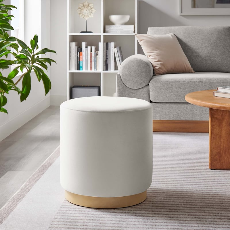 Tilden 16"/23"/29"/38" Performance Velvet Upholstered Ottoman - 16"W x 16"L x 17"H - Alabaster Natural