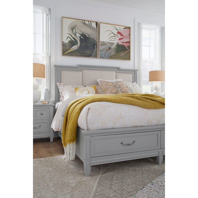 Magnussen Home Glenbrook Pebble Upholstered Panel Storage Bed