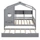 preview thumbnail 8 of 11, Full Pine House Bed Bookcase Bed with Trundle Bed Storage Shlef, Grey