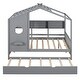 preview thumbnail 35 of 50, Pine Wood House Bed with Trundle Bed, Bookcase Bed with Storage Shlef & Roof, Semi-enclosed Design, for Kids Girls Boys