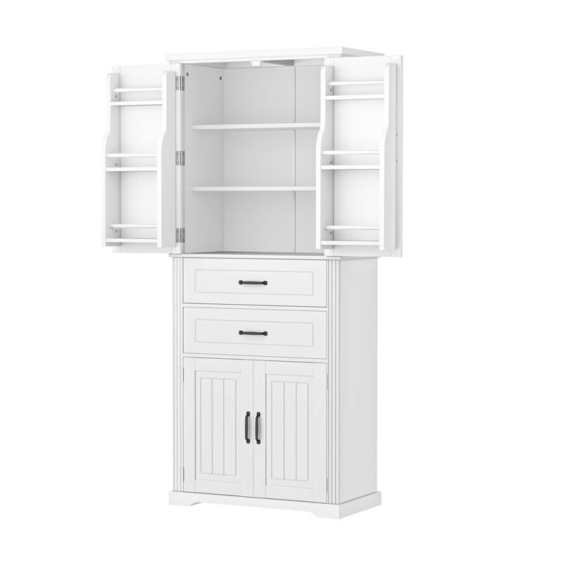 Storage Cabinet with Multi-Functional Storage Space, 2 Drawers with Slide Rails, Adjustable Shelf, Black