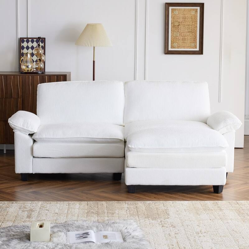 120 in. W Pillow Top Arm Double-Layer Cushion Cloud Sofa Couch - 85'' 2-Seat - White