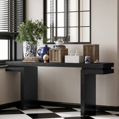 66" Extra Wide Veneered Console Table for Entryway and Hallway