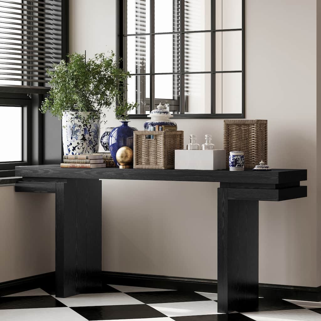66" Extra Wide Veneered Console Table for Entryway and Hallway