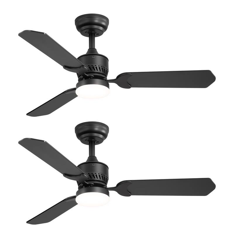 42" Wood Reversible 3-Blade Integrated Ceiling Fan with LED Light and Remote