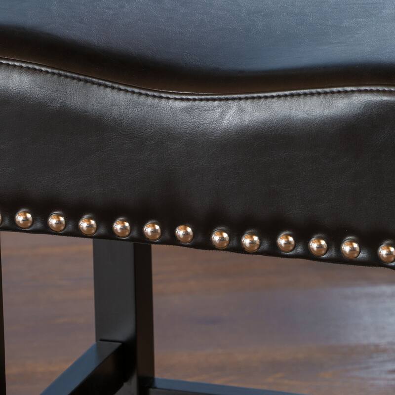 Lisette 26-inch Backless Black Leather Counter Stool (Set of 2) by Christopher Knight Home - 15.50" D x 18.00" W x 26" H