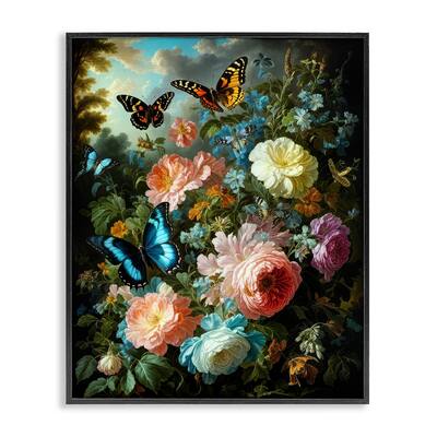 Stupell Blooming Roses & Monarch Butterflies Framed Giclee Art Design By Tabz Jones