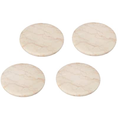 Creative Home 4 Piece Champagne Marble Coaster Set (4" Diameter), Beige