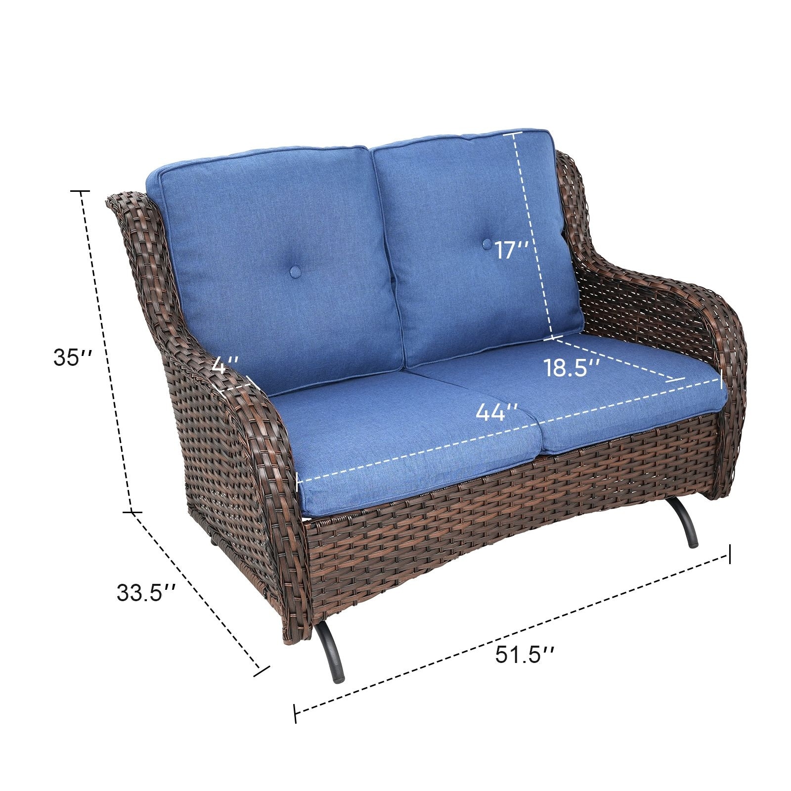 Pocassy Outdoor Glider 2-Seat Sofa with Soft Cushion