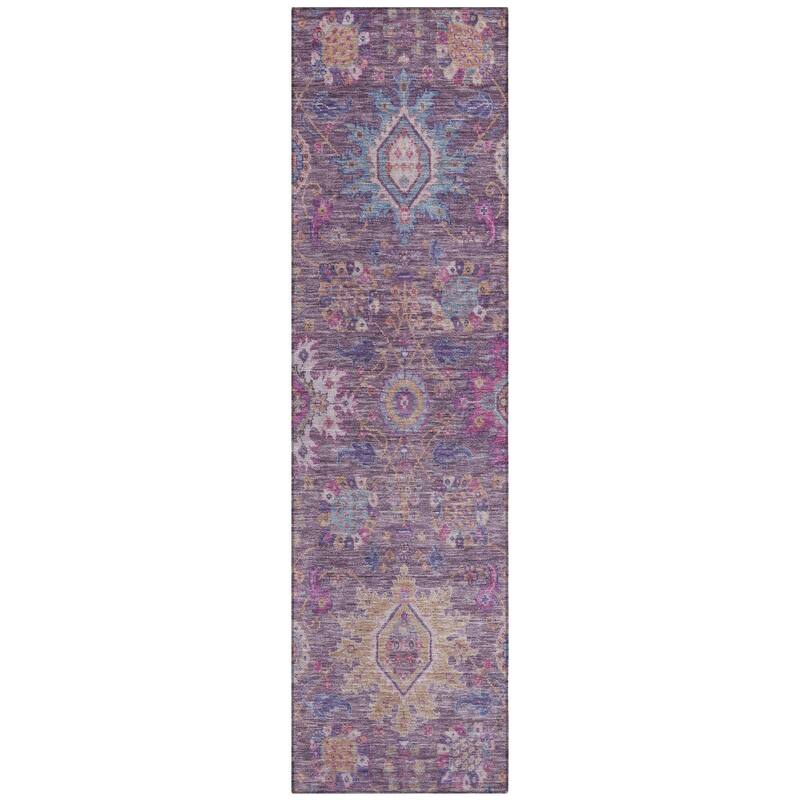 Machine Washable Indoor/Outdoor Boho Traditional Chantille Rug