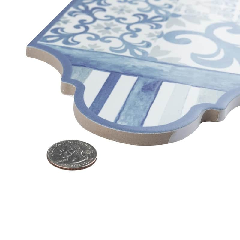 Merola Tile Royal Garden Provenzal Blue 6-1/4" x 12-3/4" Porcelain Floor and Wall Tile
