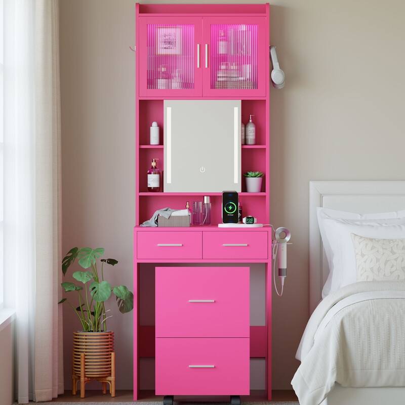 Particle Board with Textured Melamine Finish, 3-Drawer 2-Door Dressing Table Set