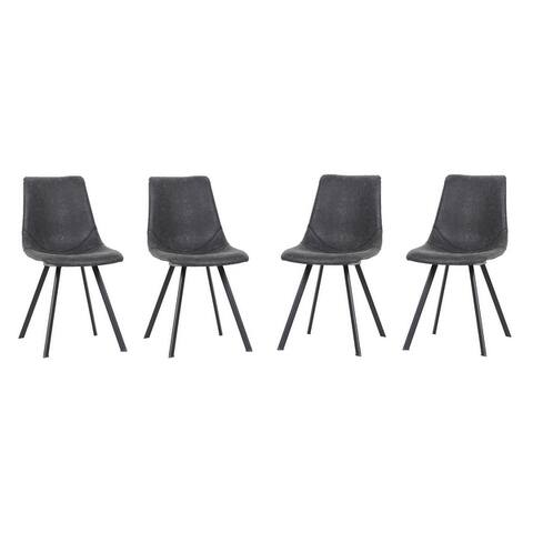LeisureMod Markley Modern Leather Dining Chair With Metal Leg Set of 4