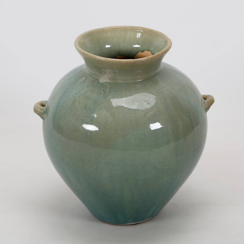 Artissance 10.2 in. H Round Green Porcelain Vintage Style Water Jar