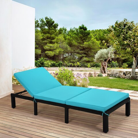 Wicker Patio Lounge Chairs for Outside,Adjustable Chaise Loungers