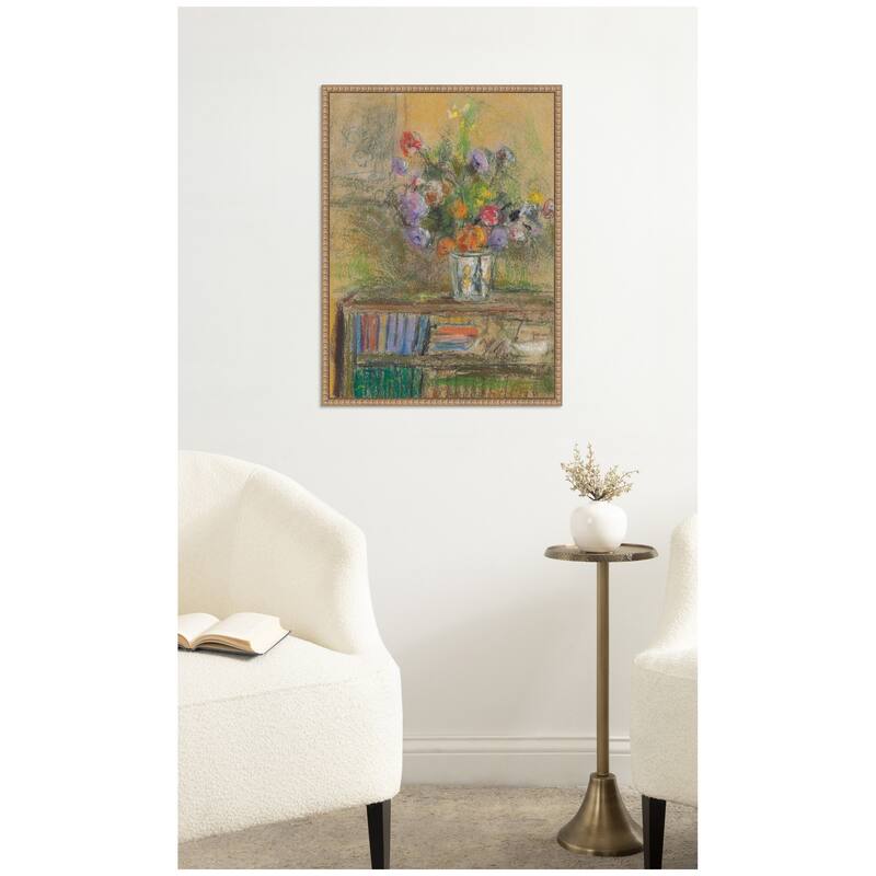Kate and Laurel Nature morte au vase de fleurs circa 1932 Edouard Vuillard by Nostalgia Prints Framed Canvas Wall Art Print