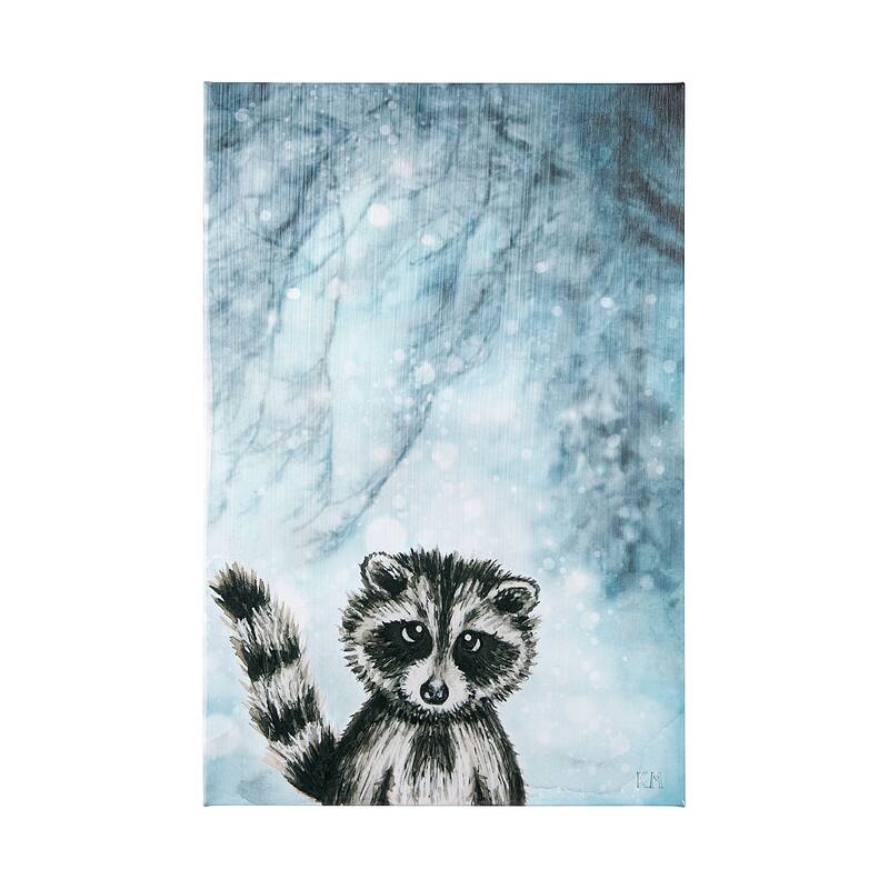 Winter Racoon (30 x 45) Canvas Art Print - Large