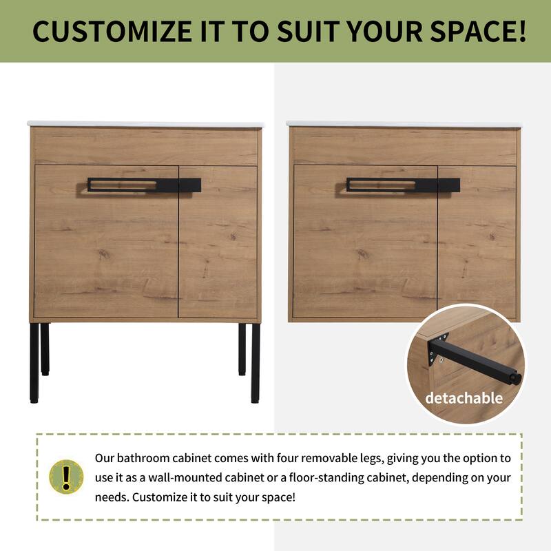 Beingnext 24"/30"/36" Bathroom Vanity with Sink, Freestanding/Floating Bathroom Vanity with Soft Close Door and Adjustable Shelf