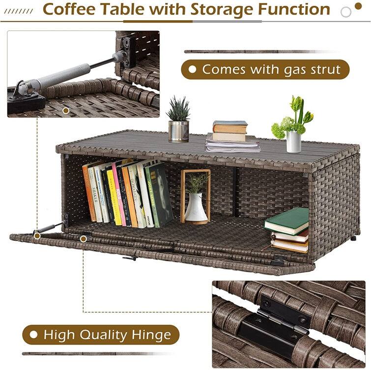 EROMMY 7 Piece Outdoor Patio Furniture Set with Cushions, All-Weather Rattan Sectional Sofa, Aluminum Frame, Coffee Table