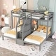 preview thumbnail 3 of 10, Twin Over Twin & Twin Bunk Bed with Staircase and Storage, Grey