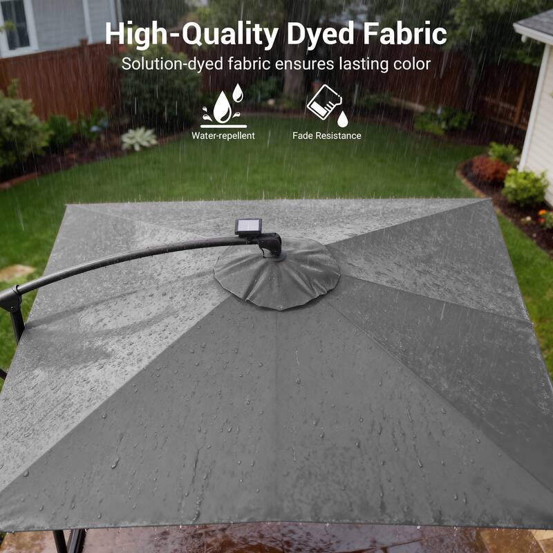 Sonkuki Outdoor 8.2x8.2FT LED lighted Patio Offset umbrella for Garden