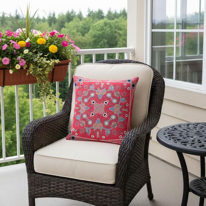 HomeRoots 20" x 20" Red Blown Seam Paisley Indoor Outdoor Throw Pillow - 20.00' X '5.00' X '20.00 - Red - 20.00' X '5.00' X '20.00