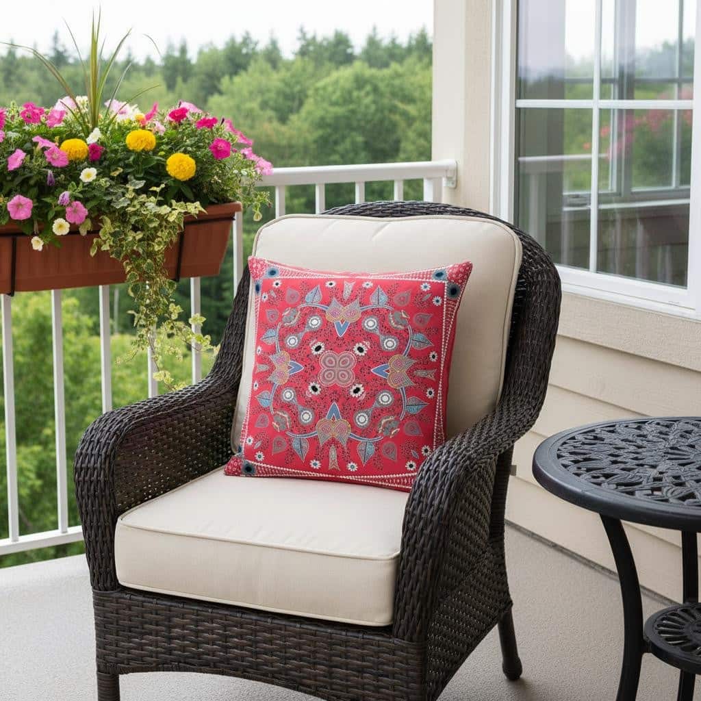 HomeRoots 20" x 20" Red Blown Seam Paisley Indoor Outdoor Throw Pillow - 20.00' X '5.00' X '20.00