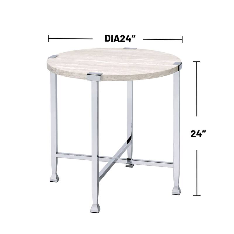 Round End Table with X-Shape Support