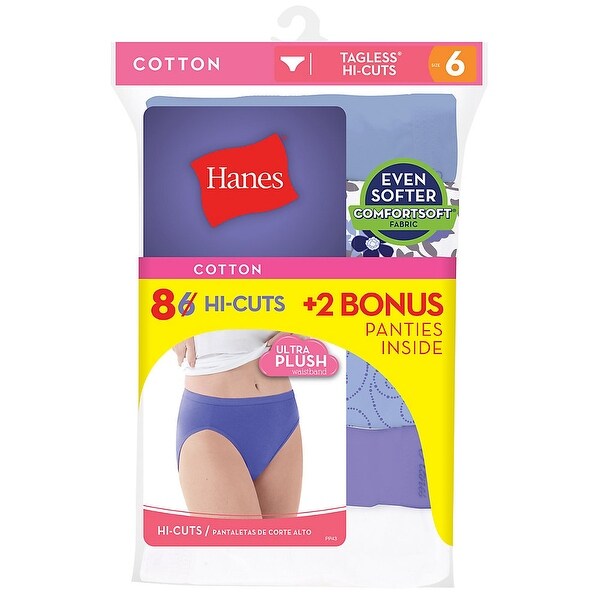 Shop Hanes Cool Comfort Cotton Hi Cut Panties 6 Pack Includes 2