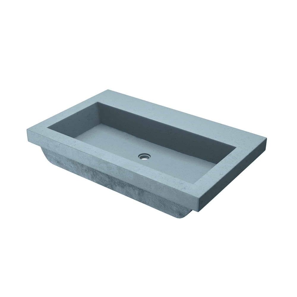 30" NativeStone Trough Drop-in Rectangular Bathroom Sink - 30x19x5.5