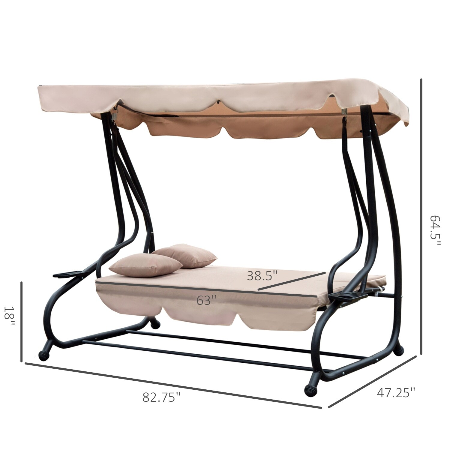 Outsunny 3 seat outdoor free standing covered swing bench sales