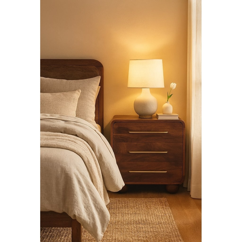 Artisan Furniture Solid Wood 3-Drawer Rounded Chest, Brown, 3-Drawers - N/A