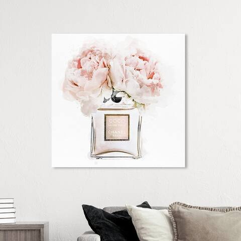 Oliver Gal Fashion and Glam Wall Art Canvas Prints 'Dawn Morning Bouquet Peach' Perfumes - White, Pink